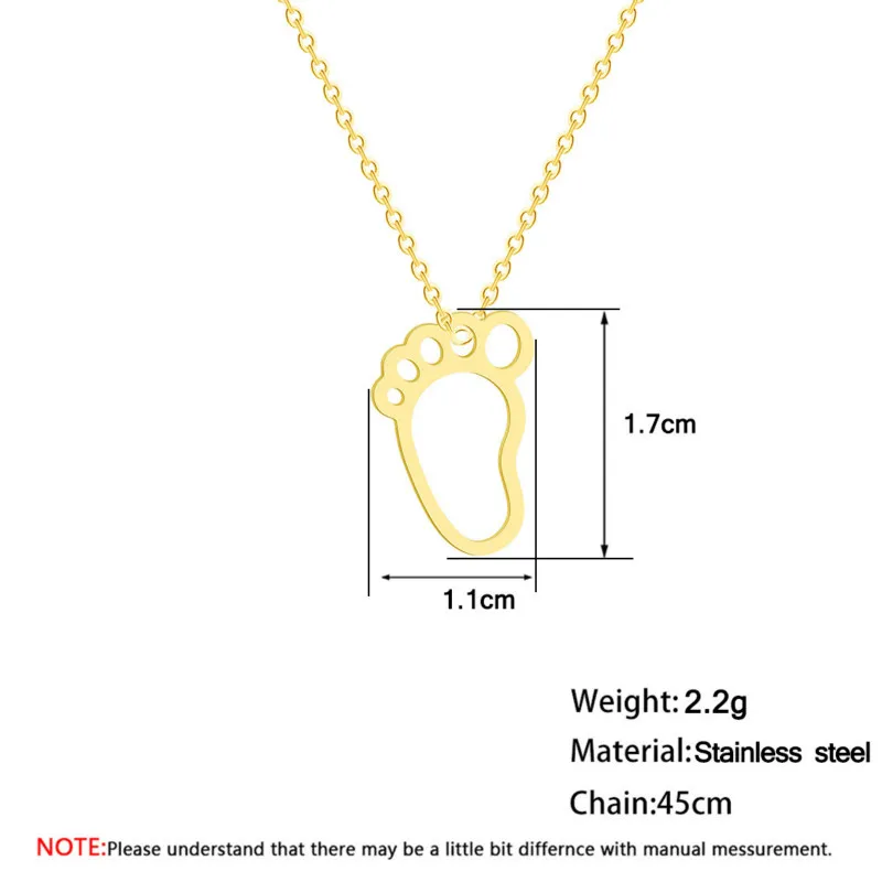 Hollow Foot Stainless Steel Necklace for Women Creative Baby Footprints Long Chain Pendant Clavicle Necklace Fashion Jewelry