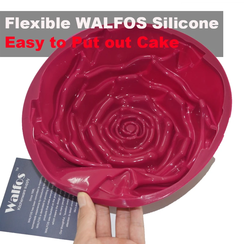 WALFOS, Пищевая силиконовая форма для торта в виде Розы, форма для выпечки 9 дюймов, мусс, форма для выпечки хлеба, форма для выпечки, форма для выпечки