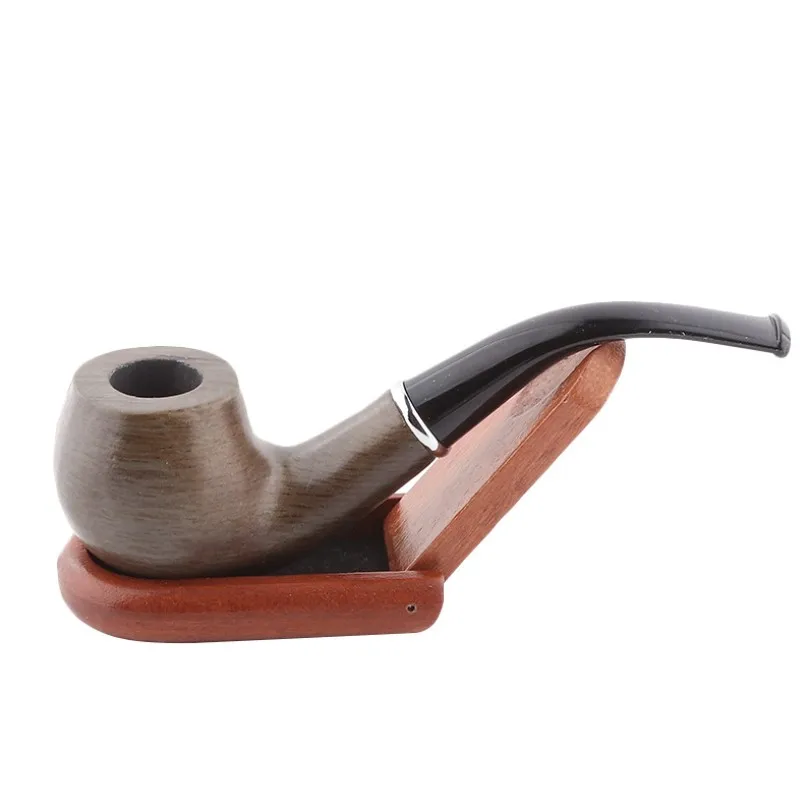 

Classic Nature Ebony Wood Pipe Filter Smoking Pipes Men Bent Pipe Smoke Mouthpiece Smoke 9mm Filter Grinder Accessories Set