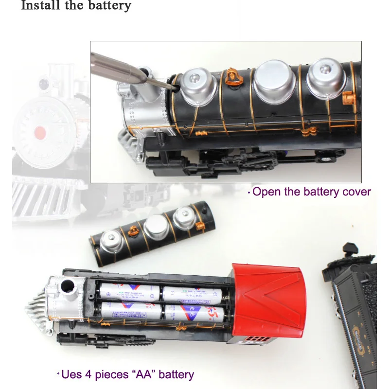 Классические игрушки на батарейках железнодорожный поезд электрические игрушки Железнодорожный автомобиль со звуком и светильник и курительная вагонка для детей