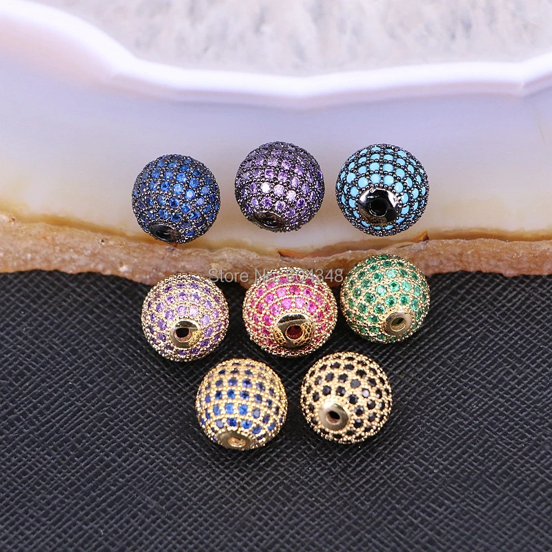 

10PCS ZYZ183-9787 Fashion CZ Round Disco Balls, Copper Micro Pave Cubic Zirconia Metal Beads DIY Jewelry Bracelet Necklace
