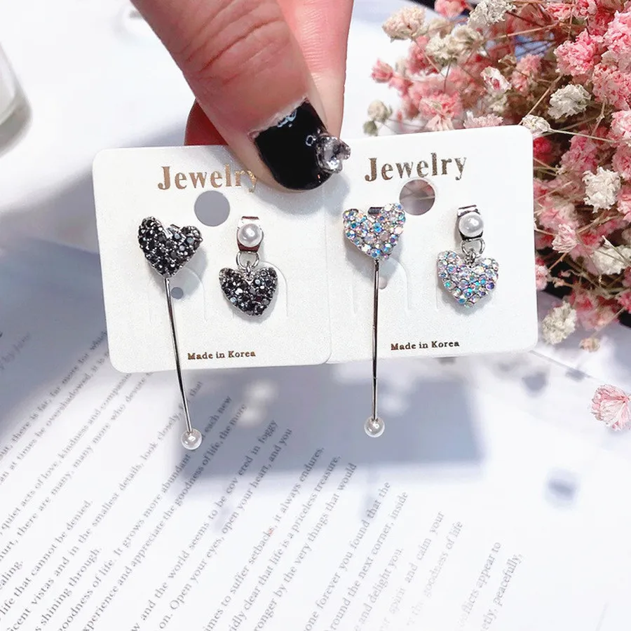 

Korean AB Asymmetric Love Heart Long Tassel Earrings Lady Temperament Ladies Jewelry Earrings Women Fashion Accessories Gift