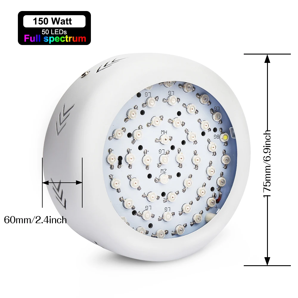 2 шт. полный спектр LED Grow Lights AC85 265V 50 светодиодов фитолампа Ультрафиолетовая лампа