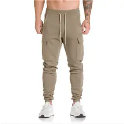 Слева Встроенная память 2018 Мужская Мода Досуг Чистый цвет + камуфляжные брюки/мужской Slim Fit из чистого хлопка удобные брюки движение M-3XL