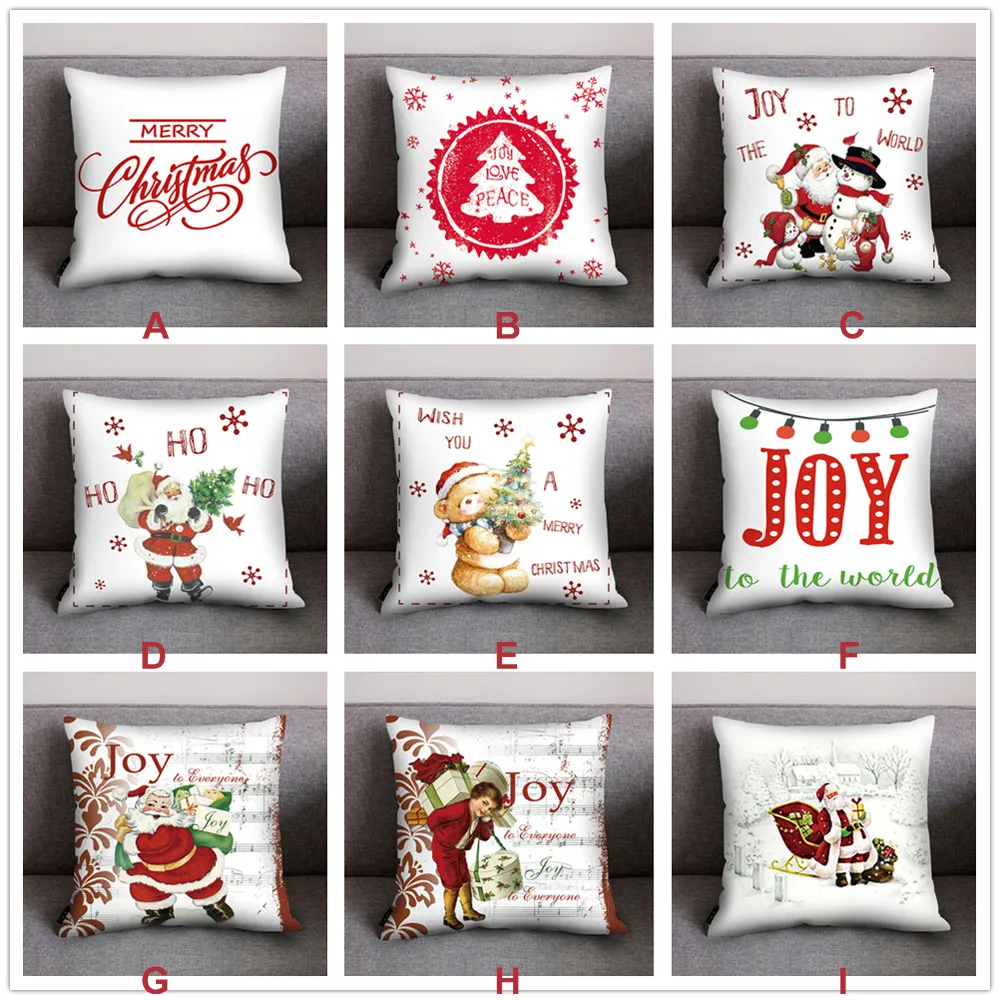 45*45 Christmas Cushion Cover Let It Snow Xmas Style Merry Santa Claus home decorative pillows cover | Дом и сад