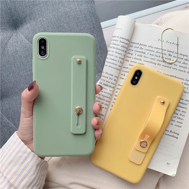 

Phone Holder Case For Redmi K20 7A Note 7 6 Pro Wrist Strap Hand Band silicone case For Xiaomi Mi 9t 9 8 SE Candy Color Cover