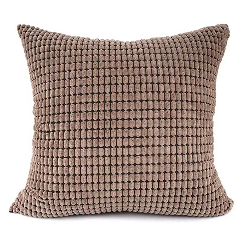

Meijuner Cushion Cover Solid Color Corduroy Corn Striped Pillowcase Comfortable Super Soft Both Sides for Couch Sofa Bed Y389