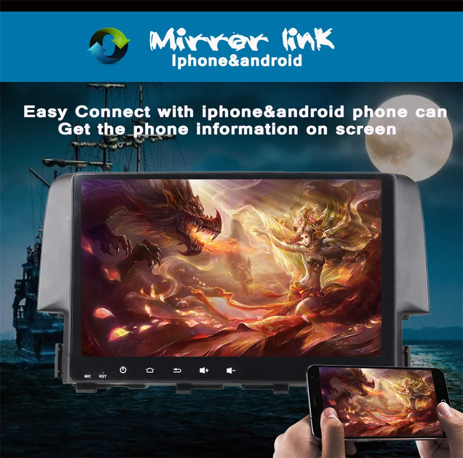 Восьмиядерный Автомобильный GPS DVD android 10 0 6 ГБ + 128 Гб для Honda for Civic 2016 2017 2019 поддержка