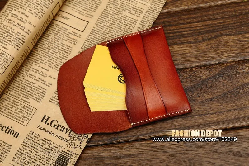 vegetable Tanned Leather Classic Style Business Card Wallet and Credit Card Holder and Card Wallet Cowhide Real Leather (15)