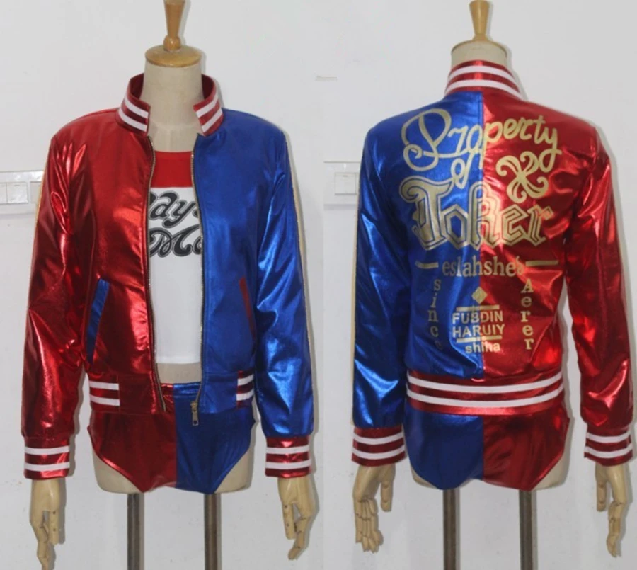 

Full set Batman Suicide Squad Harley Quinn Cosplay Costume Women Clothes Jacket+Shirt+Shorts+Glove batman para mujer