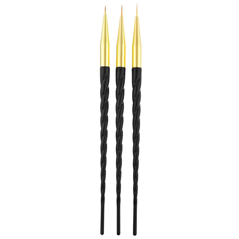 

3Pcs/Set Nail Art Handle French Flower Design Lines Liner Grid Painting Drawing Brushes Uv Gel Pen Manicure Tools Black