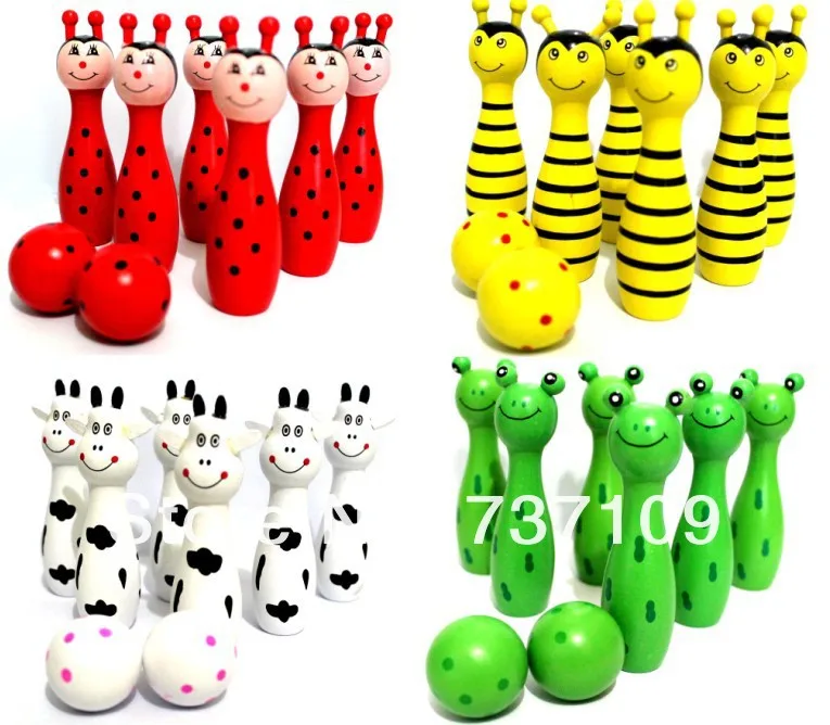 

The Wooden Bowling with Animal Design Learning System Family Game Education&Learning Toys Kids Toy