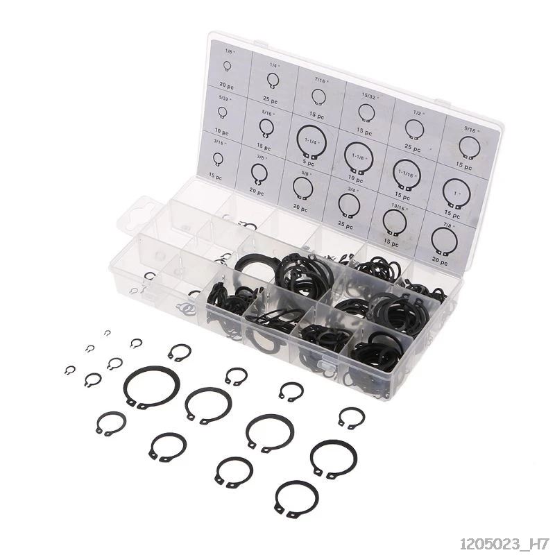 

300Pcs 1-14" E-Clip Snap Circlip Kits Retaining Ring Retention of Bearings Assortment Case