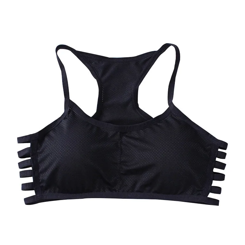 

Sports Brassiere Breathable Hollow Out Side Striped Bras Full Cup Racer Back Fitness Cotton Push Up Shaper Yoga Bra One Size