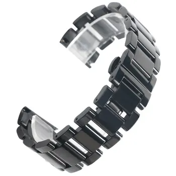 

18/20/22mm Stainless Steel Bracelet Black Replacement Push Button Watchband Watch Band Wrist Strap Solid Link Men High Quality