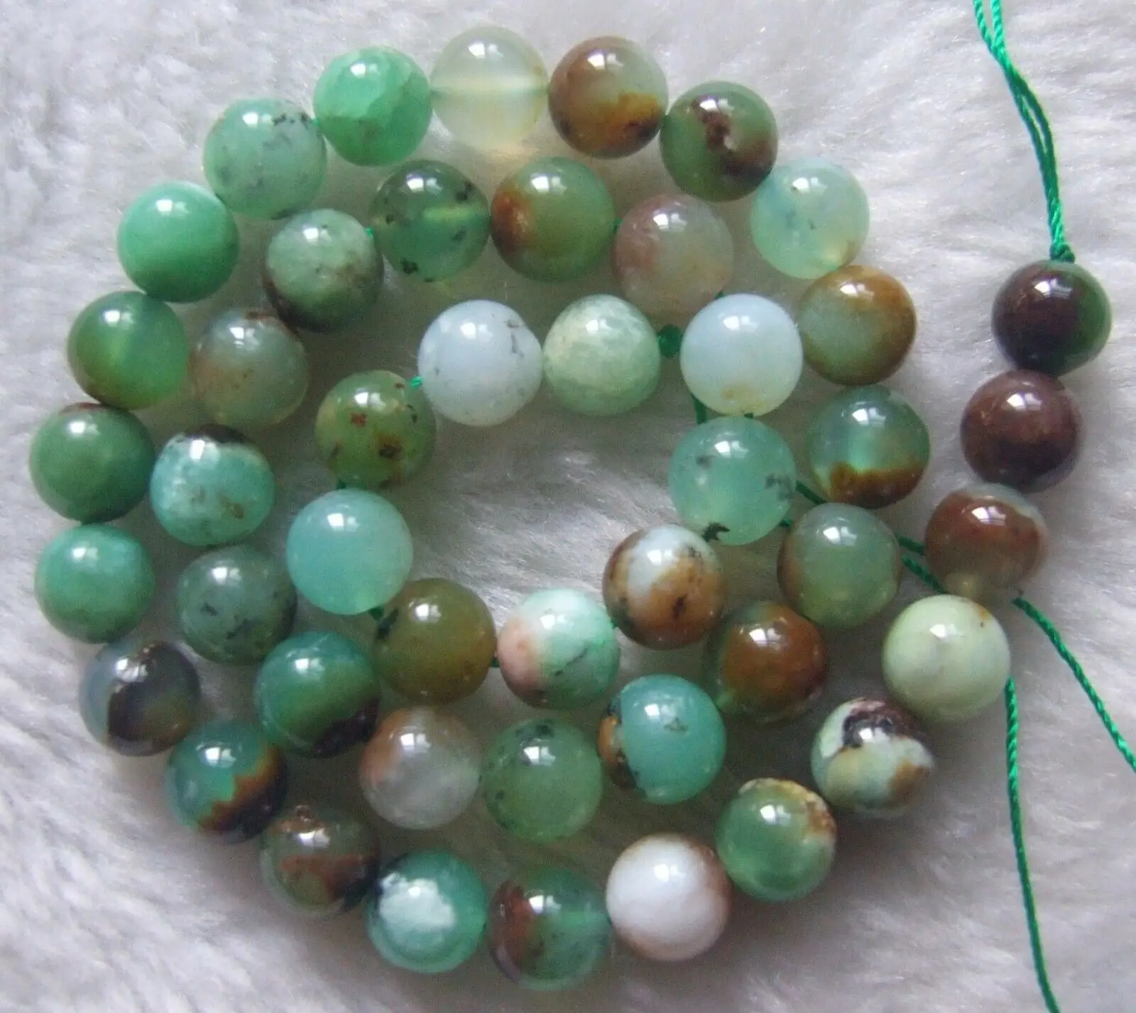 

6mm 8mm 9mm Natural Green Opal Round Loose Beads 15.5Inch