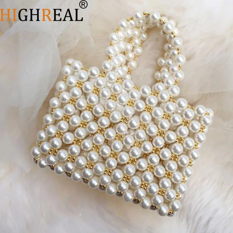 

Pearls Bag Beading Vintage Box Totes Women Evening Party Small Mini Handbag 2019 Summer Luxury Brand Wholesale Drop Shipping