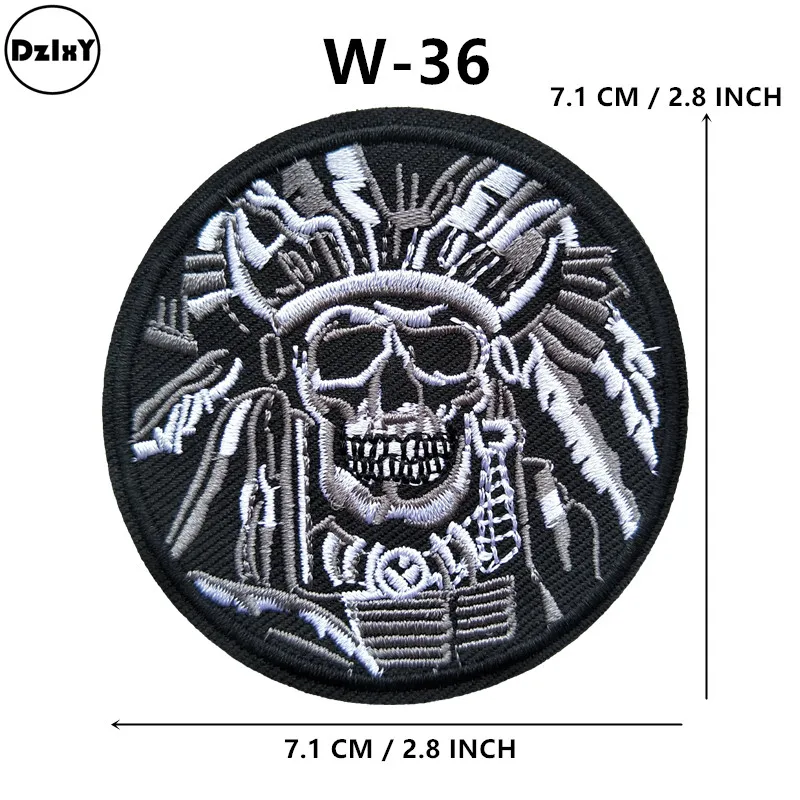 

Round Skull Embroidery Patches for Hoodies Needlework Sewing Stripes Clothes Badges Iron on Pride Stickers @W-36