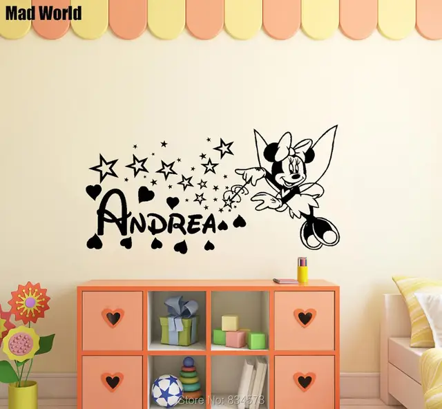 mad world personalised mouse girl name magic wall art stickers wall