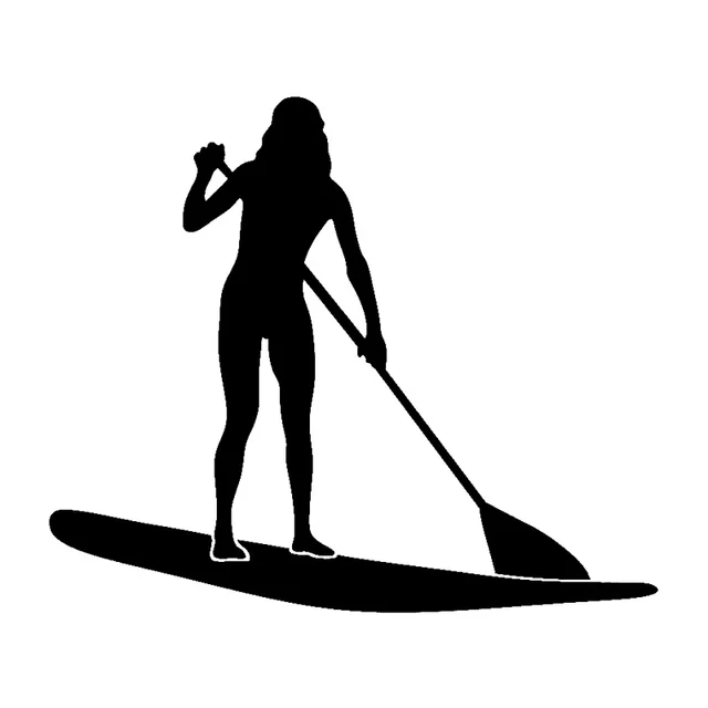 15cm*12.8cm Lady Stand Up Paddle Board Fashion Car Sticker Vinyl Black
