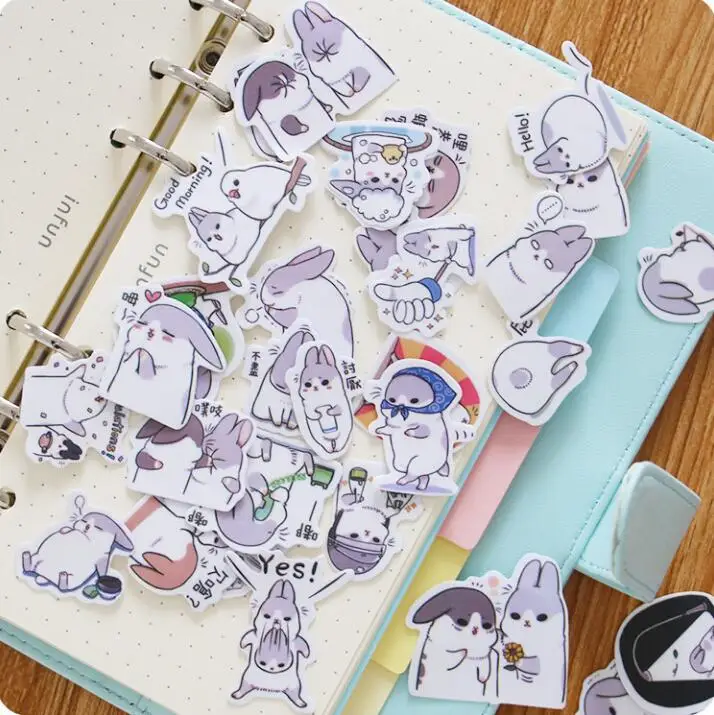

40 pcs/pack Cute Chunky Rabbit Label Stickers Set Decorative Stationery Stickers Scrapbooking DIY Diary Album Stick Lable