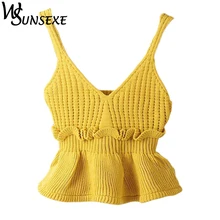 Осень, женский маленький резервуар, топ, милый, сексуальный, тонкий подол, Холтер, с оборками, с каймой, топ, 8 цветов, башиный, Повседневный, с оборками, кроп Топы