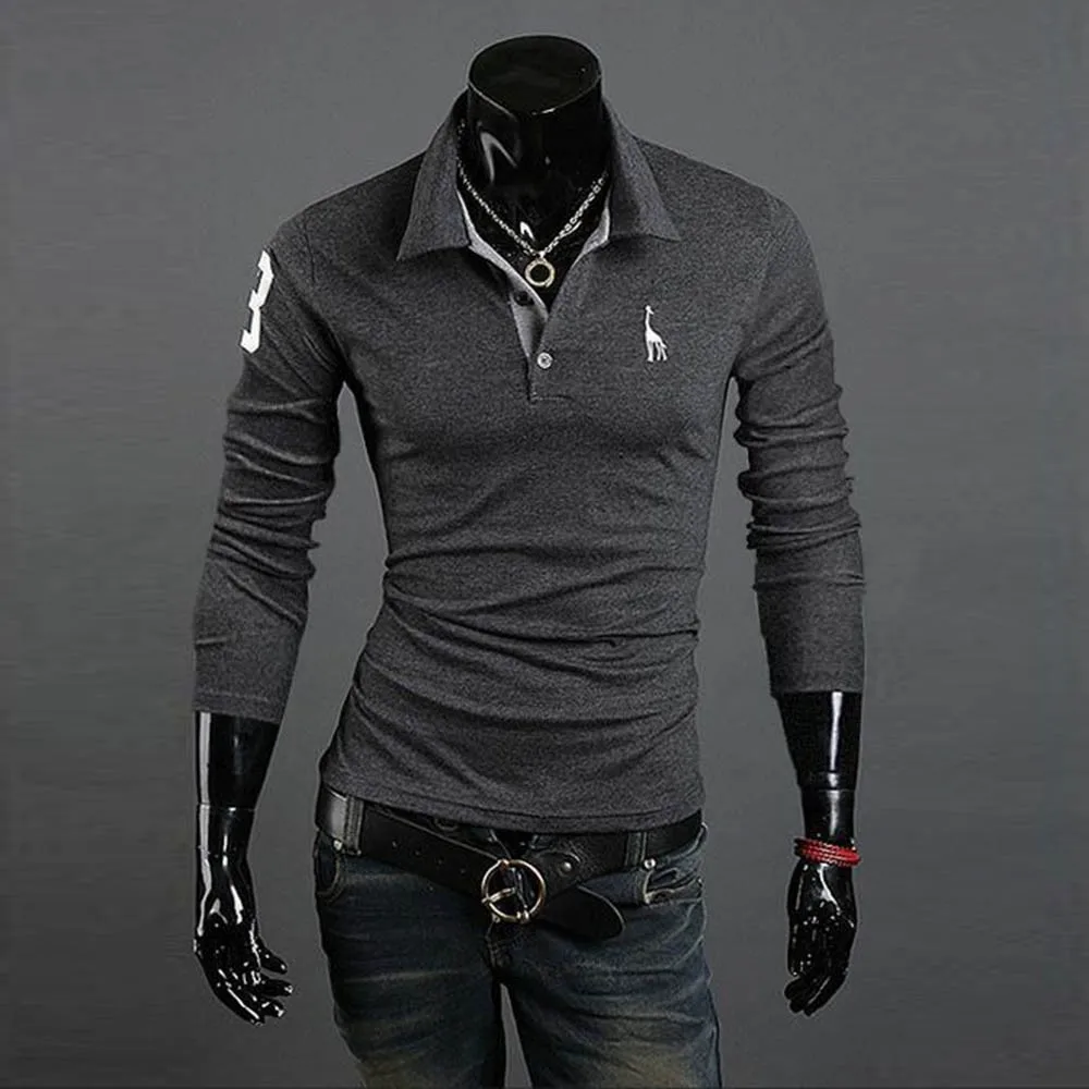 Мужская рубашка поло Slim Fit с длинным рукавом однотонные рубашки модные повседневные футболки мужские Camisa Polo Masculina плюс размер XXXL