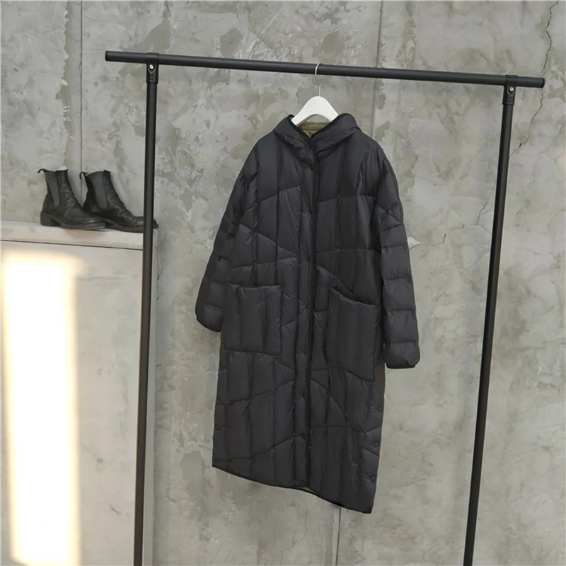 [XITAO] White Duck Down Women 2018 Winter Korea Fashion New Single Breasted Full Sleeve Solid Color Long Down Coat LYH1852