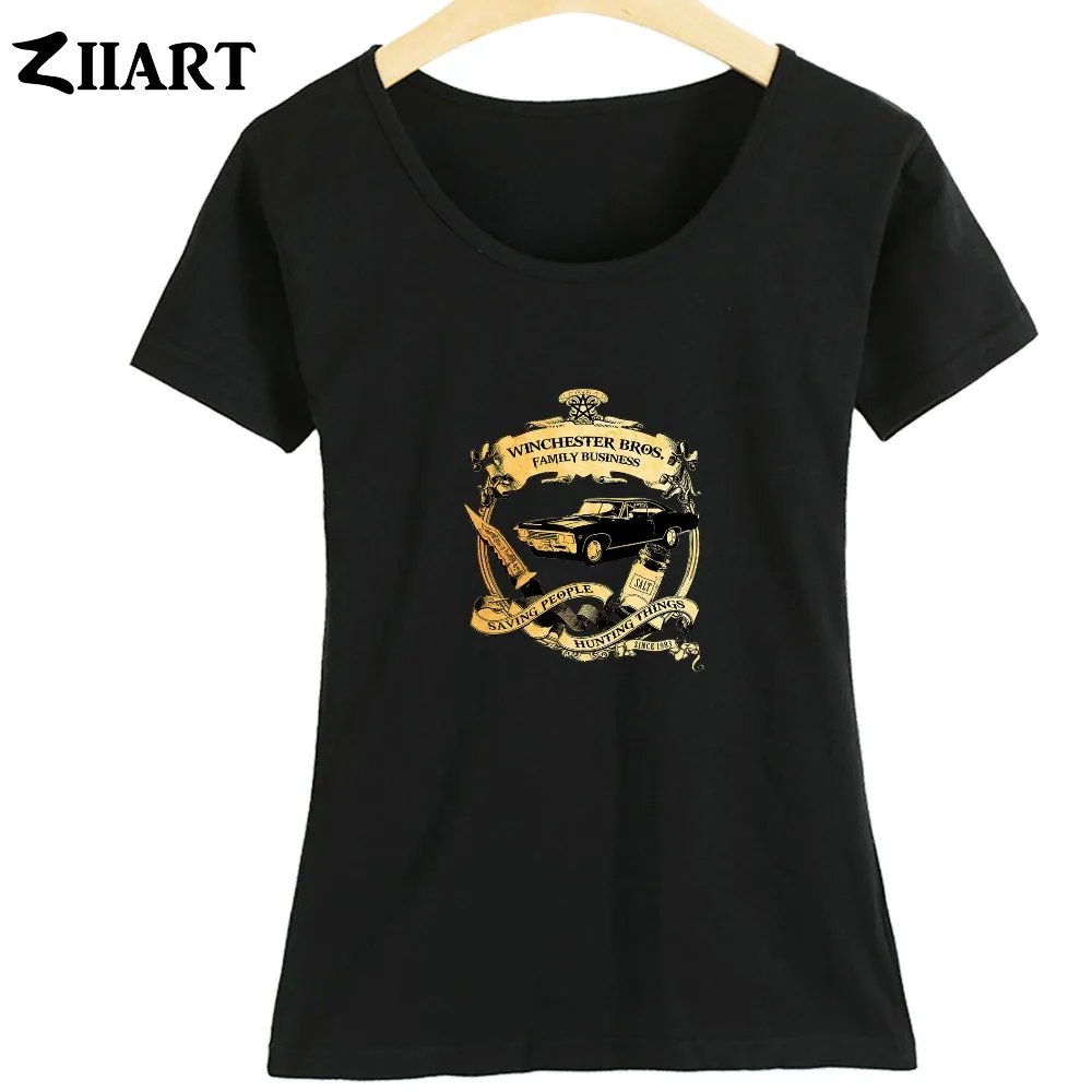 

Bus Salt Knife Supernatural Winchester Saving People Hunting Things Family Business Woman Summer Short-Sleeve T-Shirts ZIIART