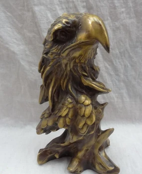 

song voge gem S3026 10" Chinese Bronze Bird Wealth Fly Eagle Tercel Head Statue Lanneret Sculpture