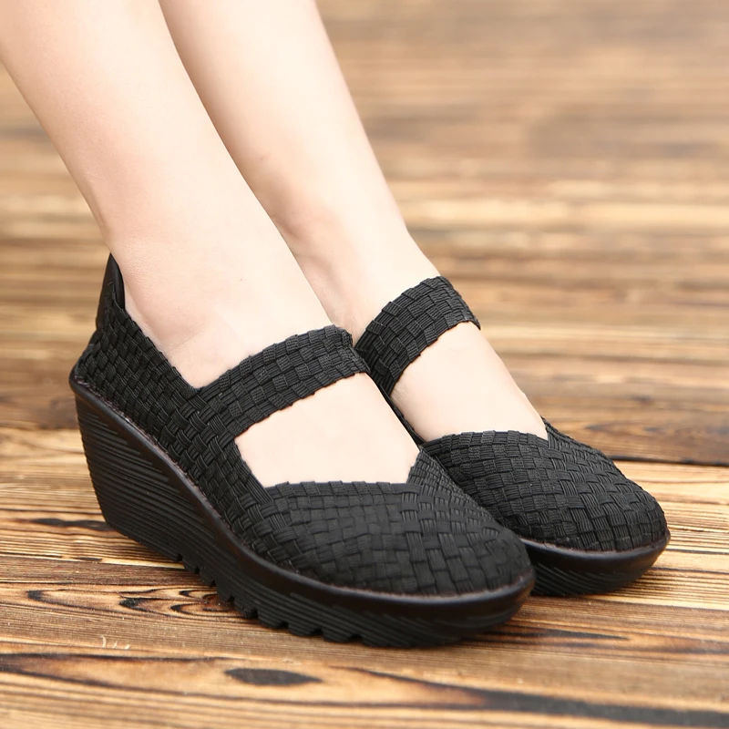 

Braided Walking Shoes Women 2018 Summer Breathable Lightweight Height Increasing trainers Sneakers Size 35-40 running shoes