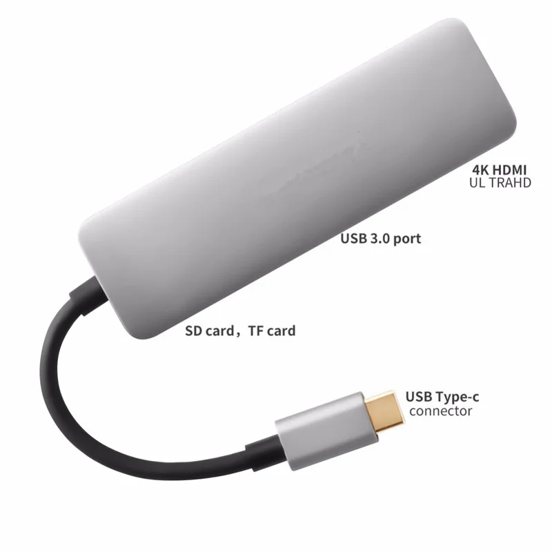 5 в 1 концентратор USB Type C адаптер конвертер с 4K HDMI SD/TF кардридер и 2 3 0 порта для MacBook