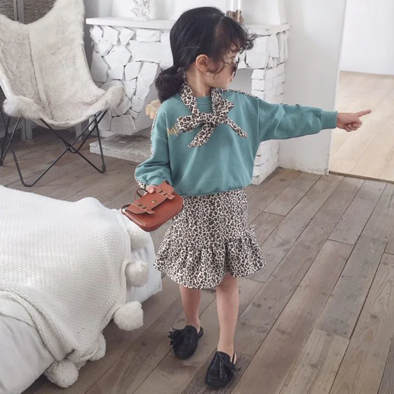 

kid clothes 2019 spring baby girl clothing set for children 2pieces tracksuit long sleeve tshirt +skirt litter girls outfit set