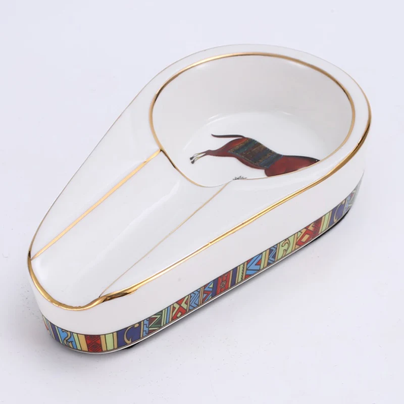 LUBINSKI-Cigar-Gadgets-Ceramic-Cigar-Ashtray-Single-Cigar-Holder-Round-Ash-Slot-4-Colors-Yellow-Tobacco(9)