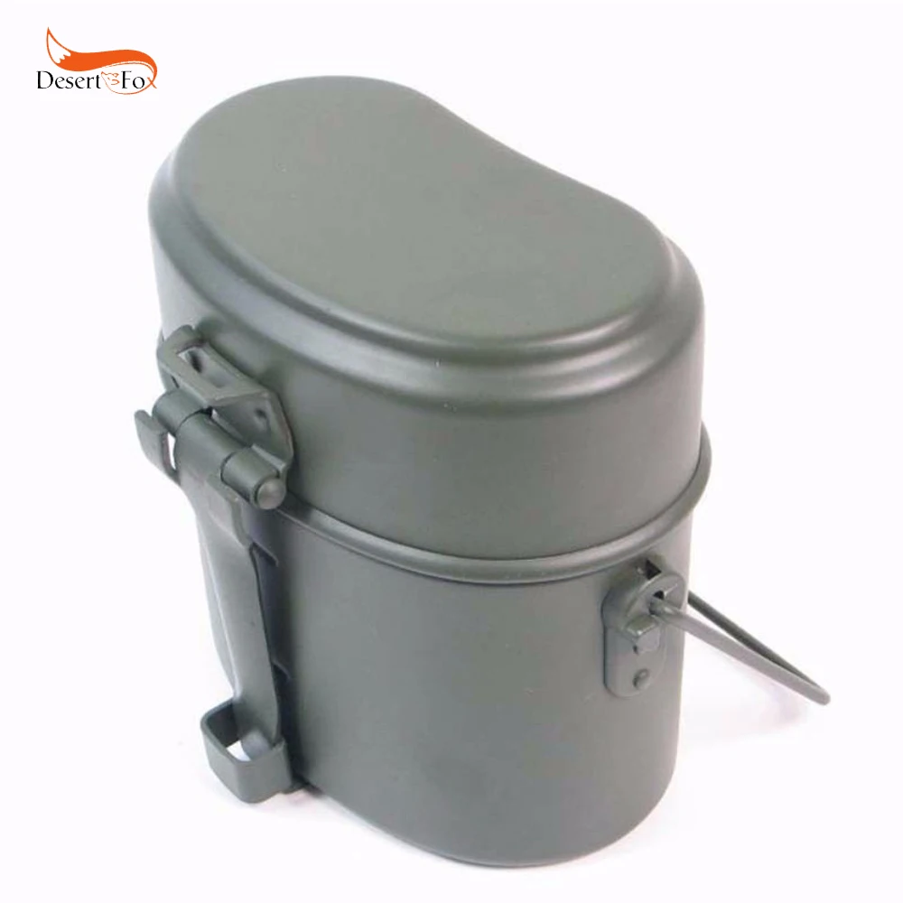 Baratos WWII Alemania verde militar 3 uds en 1 Juego de utensilios de cocina de Camping juego de senderismo supervivencia Bento loncheras olla BOL