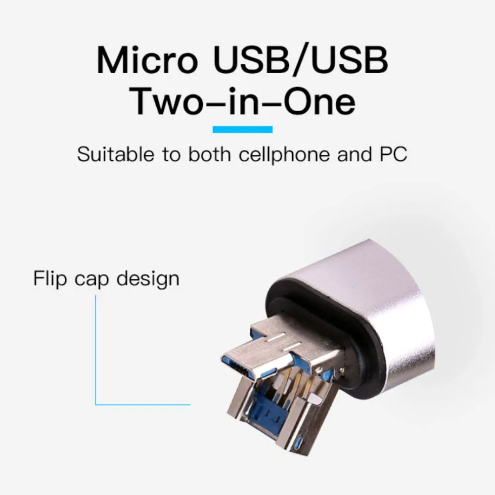 Оптовая продажа 5 в 1 флип Кепки OTG Micro USB 3,1 Тип-C TF SD Card Reader для телефона Android