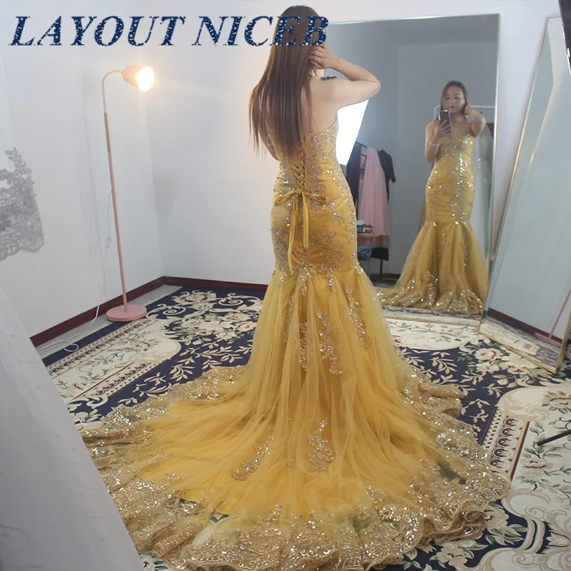 E1205 золотистые кружевные аппликации Русалка вечернее платье robe de soiree горный хрусталь бусины vestido de festa индивидуальный заказ