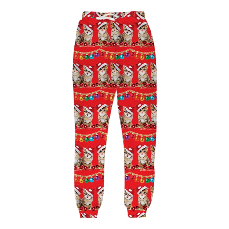 Рождественские брюки унисекс Мужские 3D принты галактики кошки пиццы брюки с рисунком череп повседневные тренировочные штаны забавные длинные спортивные брюки джоггеры