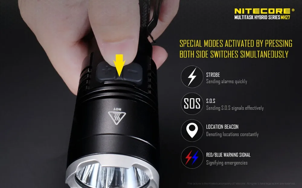 Продажа NITECORE MH27 + 2300 mAh 18650 Батарея Перезаряжаемые фонарик CREE XP-L HI V3 1000LMs RGB светодиодный повышенной яркости факел Бесплатная доставка