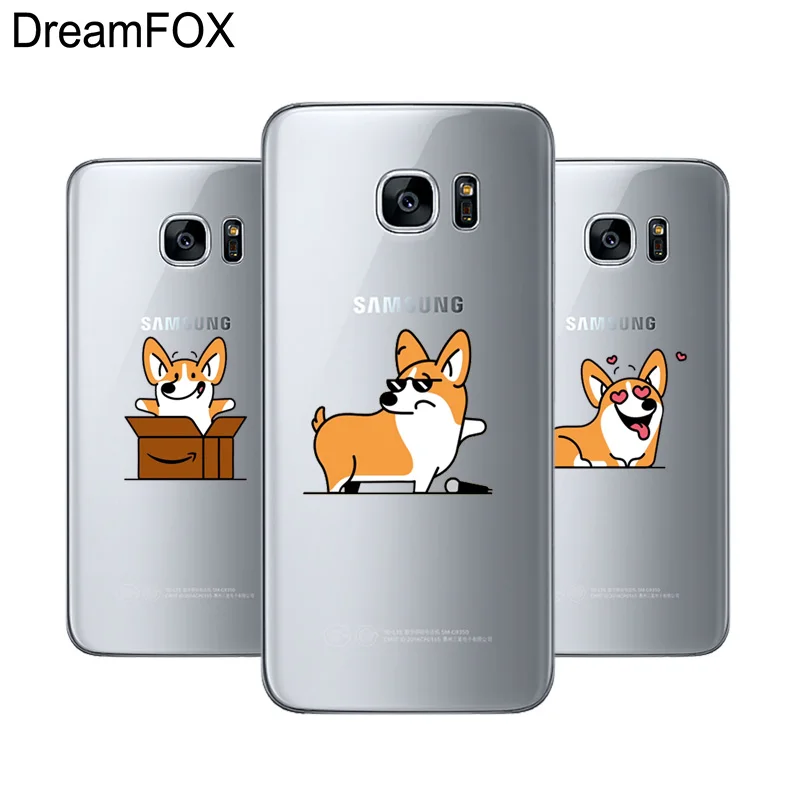 

DREAMFOX L493 Super Cute Corgi Soft TPU Silicone Case Cover For Samsung Galaxy Note S 3 4 5 6 7 8 9 Edge Plus Grand Prime