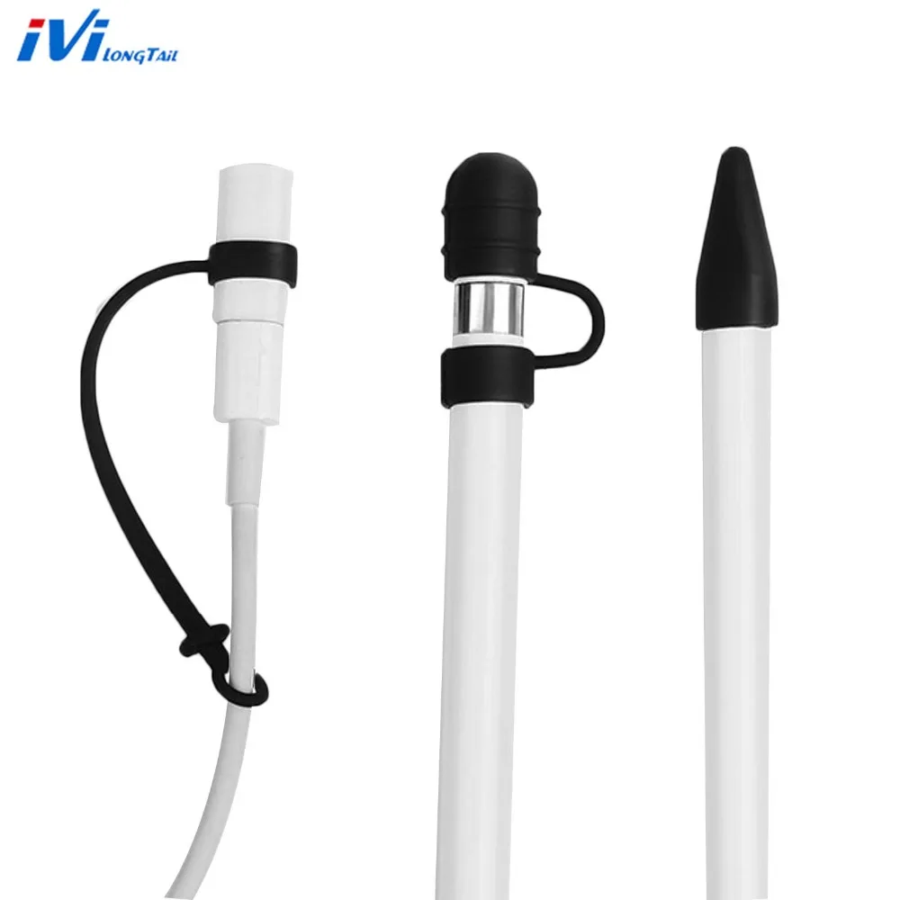 

1Set 3 For Apple Pencil Cap Holder Nib Sleeve Case Soft Silicone Protective Cover Anti-Lost Connector Strap For iPad Pro Pencil