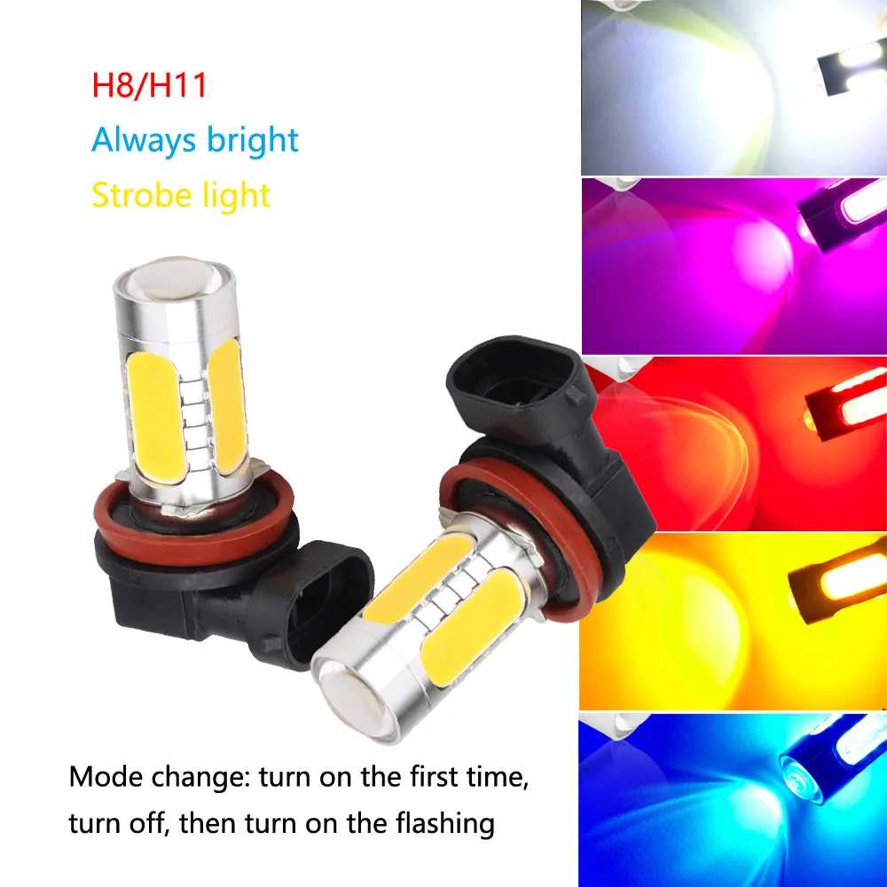 

2pcs High Power Car LED Flashing Fog Light H11/H8 Universal COB 7.5W Front Strobe Fog Light Headlights