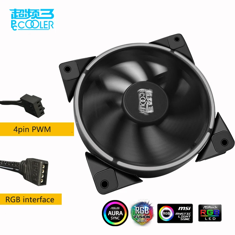 PcCooler 12 см чехол-вентилятор Halo светодиодный AURA RGB 4pin PWM тихий костюм для кулера процессора водяное охлаждение 120 мм Компьютер охлаждающий ПК Вентилятор 1 шт