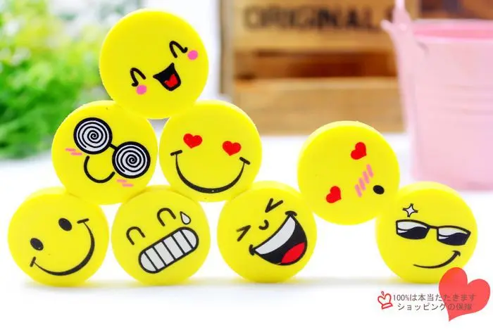 

4PCS kawaii Smile Face Erasers cartoon Rubber pencil Eraser for Kids Gift School Supplies papeleria