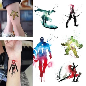 

Children Avengers Captain America Temporary Tattoo Stickers For Kids Boys Superheros Union Fake Flash Waterproof Tattoo Hulk