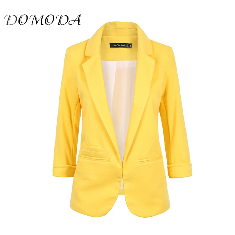 Domoda haoduoyi осень 2017 г. модные женские туфли 7 цветов Slim Fit Blazer Куртки зубчатый три