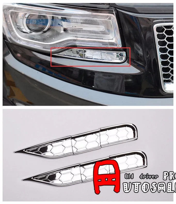 ABS Chrome Front Head Light Eyelid Below Decorative Trim for Jeep Grand