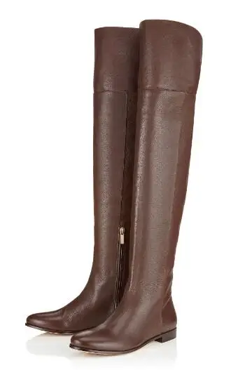 

Spring and autumn black/brown solid round toe low heel over-the-knee long boots for woman Ladies square heel long boots