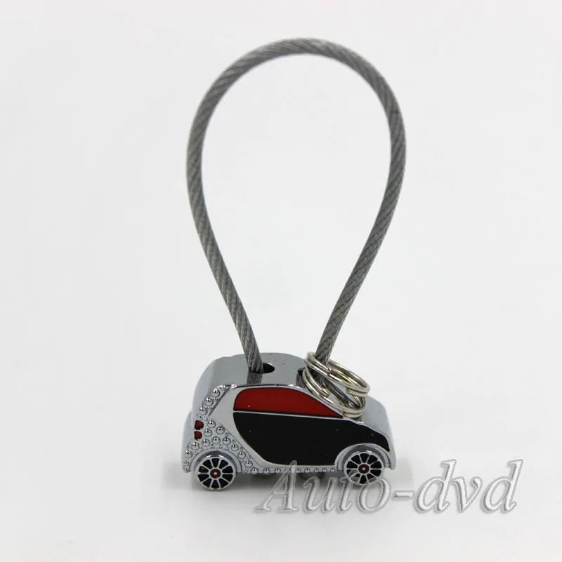 Car Chrome Metal Key Chains Car Key Ring 3D Smart Keyrings for Benz Mini Smart