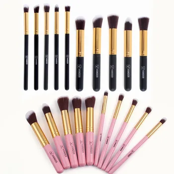 

Vander Pink/Black Professional 10pcs Set Kabuki Make Up Cosmetics Eyeliner Eyebrow Lip Blending Foundation Makeup Blushes Kits